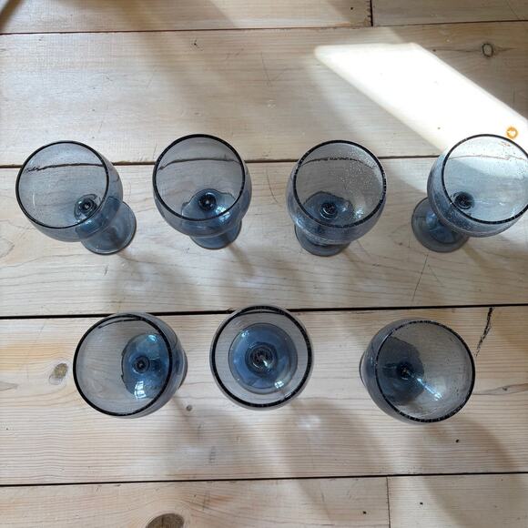 Threshold NWT Set of 7 Wine Glasses Blue 11.16oz - Picture 1 of 5